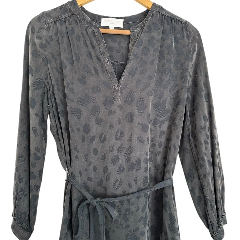 Bella Dahl Girls Leopard Print Charcoal Dress Girls Size 14